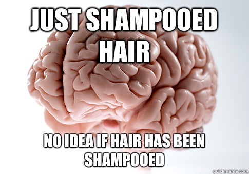 Just shampooed hair No idea if hair has been shampooed  Scumbag Brain
