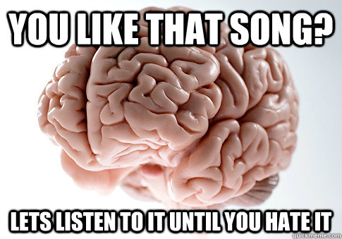 You like that song? Lets listen to it until you hate it  Scumbag Brain