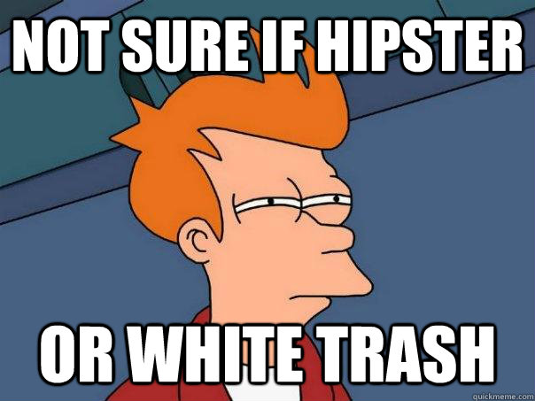 Not sure if hipster Or white trash  Futurama Fry