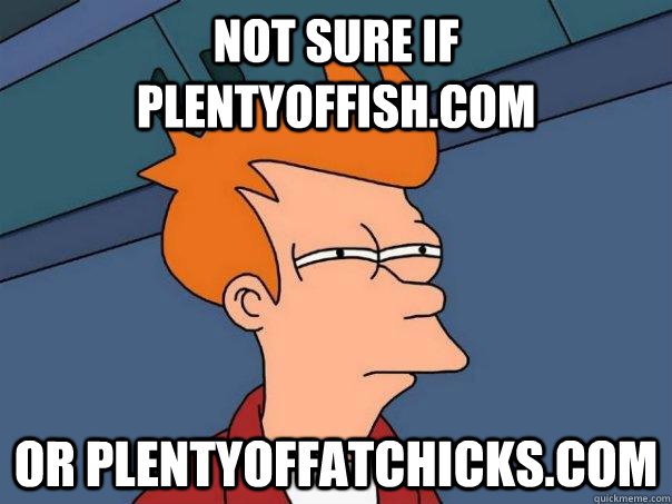 Not sure if plentyoffish.com or plentyoffatchicks.com  Futurama Fry