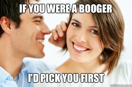 If you were a booger I'd pick you first  Bad Pick-up line Paul