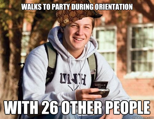 Walks to party during orientation With 26 other people - Walks to party during orientation With 26 other people  College Freshman