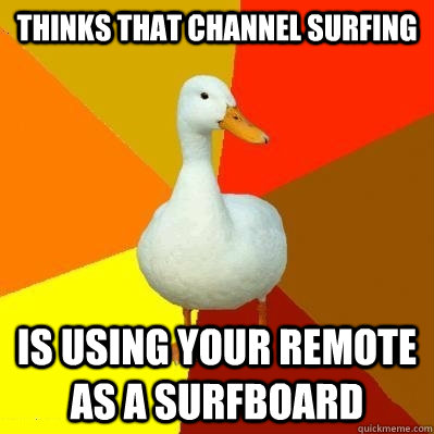 Thinks that channel surfing is using your remote as a surfboard - Thinks that channel surfing is using your remote as a surfboard  Tech Impaired Duck