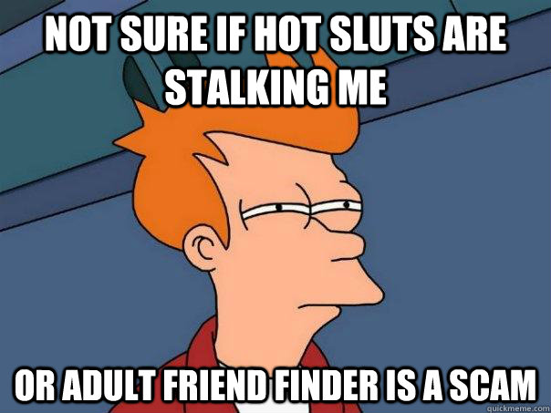 Not sure if hot sluts are stalking me Or Adult Friend Finder is a scam  Futurama Fry