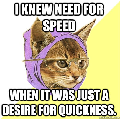 I knew Need For Speed When it was just a desire for quickness. - I knew Need For Speed When it was just a desire for quickness.  Hipster Kitty