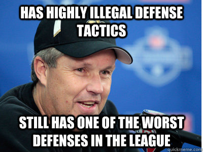 Has highly illegal defense tactics Still has one of the worst defenses in the league - Has highly illegal defense tactics Still has one of the worst defenses in the league  scumbag gregg