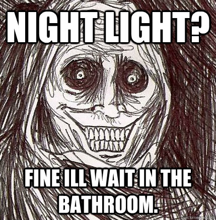 Night light? Fine ill wait in the bathroom.  Horrifying Houseguest