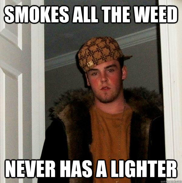 smokes all the weed never has a lighter  Scumbag Steve