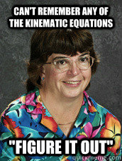 Can't remember any of the kinematic equations 