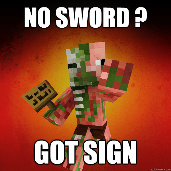 NO sword ? got sign   Zombie Pigman Zisteau