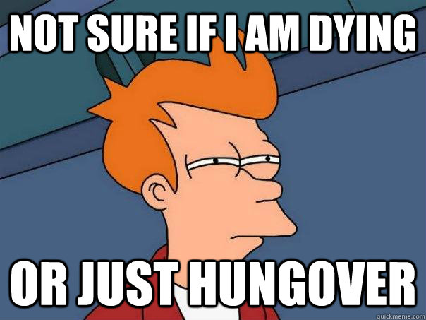 Not sure if I am dying Or just hungover  Futurama Fry