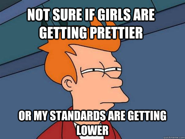 Not sure if girls are getting prettier Or my standards are getting lower - Not sure if girls are getting prettier Or my standards are getting lower  Futurama Fry