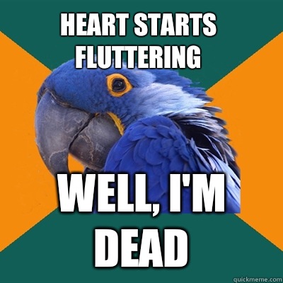 Heart starts fluttering  Well, I'm dead - Heart starts fluttering  Well, I'm dead  Paranoid Parrot