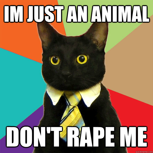 im just an animal  don't rape me  Business Cat