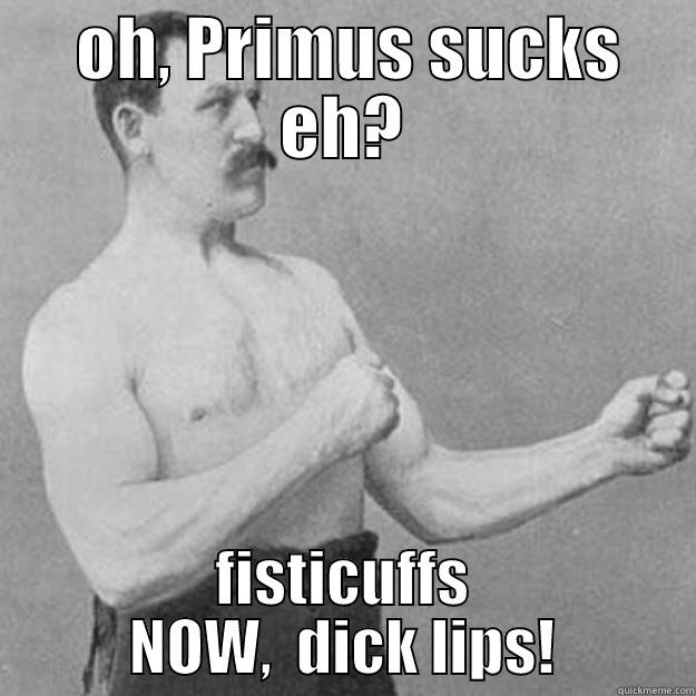  OH, PRIMUS SUCKS EH? FISTICUFFS NOW,  DICK LIPS! overly manly man