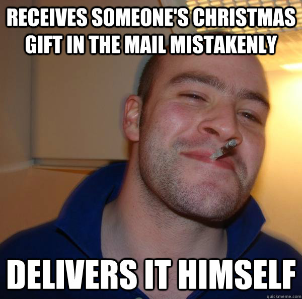 Receives someone's christmas gift in the mail mistakenly  delivers it himself - Receives someone's christmas gift in the mail mistakenly  delivers it himself  Misc