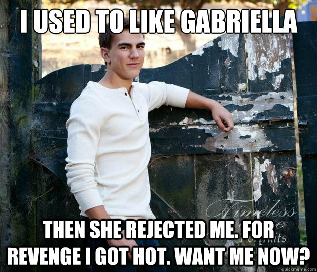 I used to like Gabriella Fleischman Then she rejected me. For revenge I got hot. Want me now?  