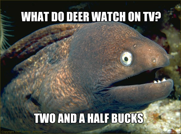 What do deer watch on tv? two and a half bucks  Bad Joke Eel