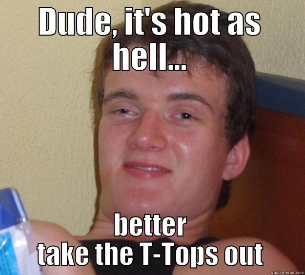 ha ha - DUDE, IT'S HOT AS HELL... BETTER TAKE THE T-TOPS OUT 10 Guy