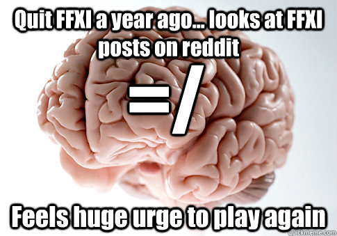 Quit FFXI a year ago... looks at FFXI posts on reddit Feels huge urge to play again =/  Scumbag Brain