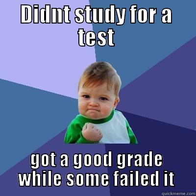 DIDNT STUDY FOR A TEST GOT A GOOD GRADE WHILE SOME FAILED IT Success Kid