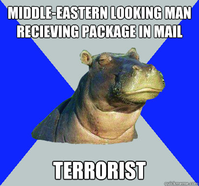 Middle-eastern looking man recieving package in mail terrorist  Skeptical Hippo