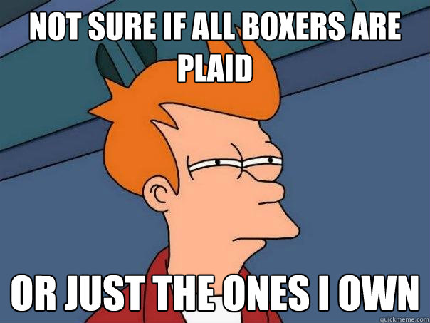 Not sure if all boxers are plaid Or just the ones I own  Futurama Fry