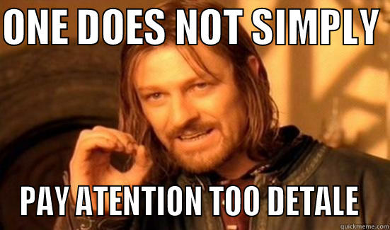 ONE DOES NOT SIMPLY  PAY ATENTION TOO DETALE  Boromir