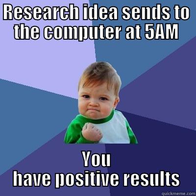 RESEARCH IDEA SENDS TO THE COMPUTER AT 5AM YOU HAVE POSITIVE RESULTS Success Kid