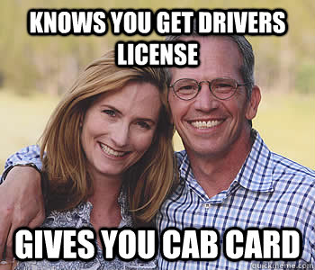 knows you get drivers license gives you cab card - knows you get drivers license gives you cab card  Good guy parents