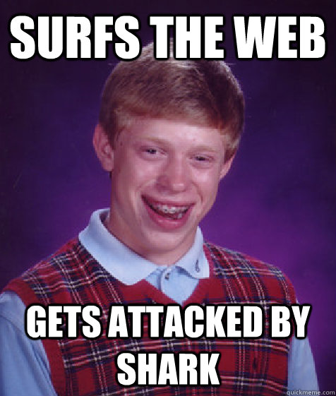 surfs the web gets attacked by shark - surfs the web gets attacked by shark  Bad Luck Brian