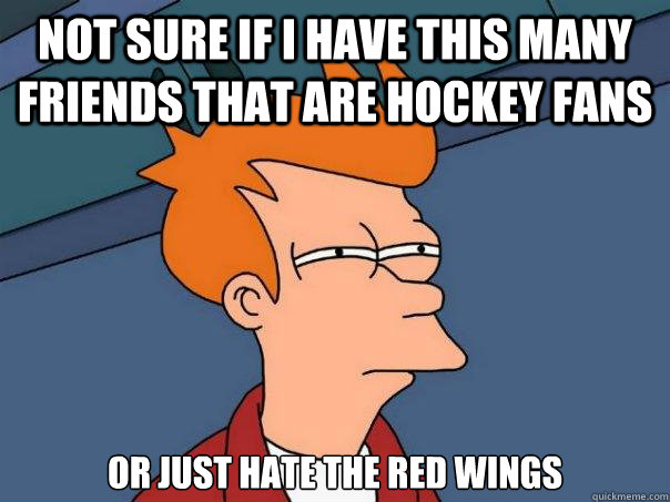 not sure if i have this many friends that are hockey fans or just hate the red wings  Futurama Fry