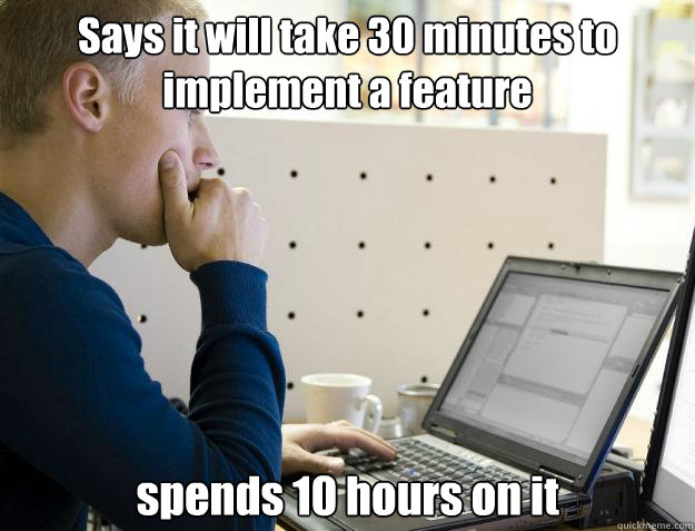 Says it will take 30 minutes to implement a feature spends 10 hours on it  Programmer