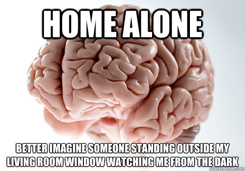 Home Alone  better imagine someone standing outside my living room window watching me from the dark  Scumbag Brain