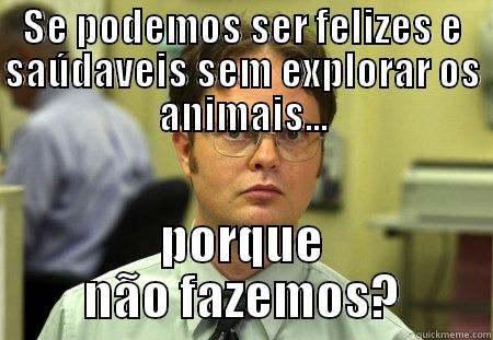 SE PODEMOS SER FELIZES E SAÚDAVEIS SEM EXPLORAR OS ANIMAIS... PORQUE NÃO FAZEMOS? Schrute