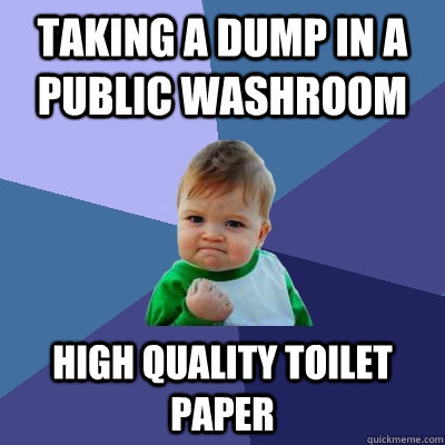 Taking a dump in a public washroom High quality toilet paper  Success Kid