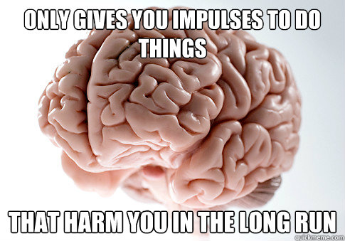 only gives you impulses to do things  that harm you in the long run - only gives you impulses to do things  that harm you in the long run  Scumbag Brain