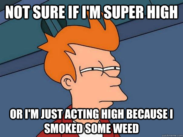 Not sure if i'm super high or i'm just acting high because i smoked some weed - Not sure if i'm super high or i'm just acting high because i smoked some weed  Futurama Fry