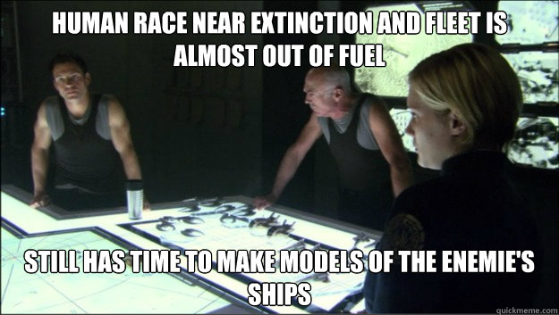 Human race near extinction and fleet is almost out of fuel still has time to make models of the enemie's ships - Human race near extinction and fleet is almost out of fuel still has time to make models of the enemie's ships  Battlestar Hobby Room