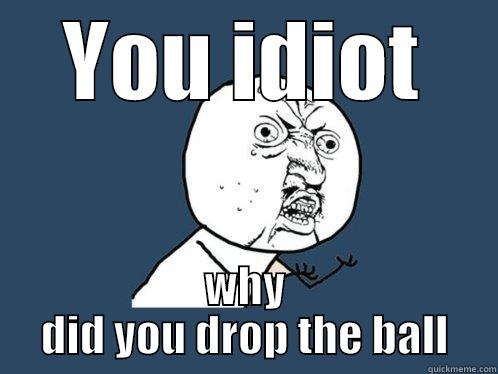 YOU IDIOT WHY DID YOU DROP THE BALL Y U No