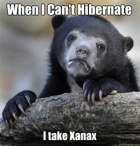 When I Can't Hibernate I take Xanax  Confession Bear