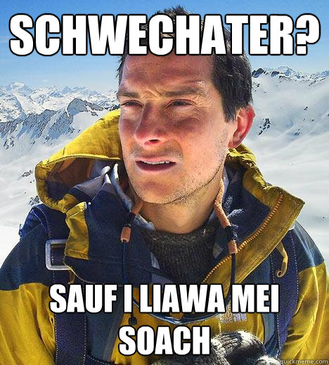 Schwechater? Sauf i liawa mei Soach - Schwechater? Sauf i liawa mei Soach  Bear Grylls