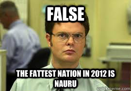 False The fattest nation in 2012 is Nauru  Dwight False