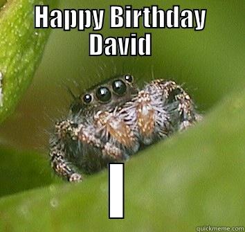 HAPPY BIRTHDAY DAVID I WILL BRING YOUR GIFT TONIGHT WHEN YOUR ASLEEP Misunderstood Spider