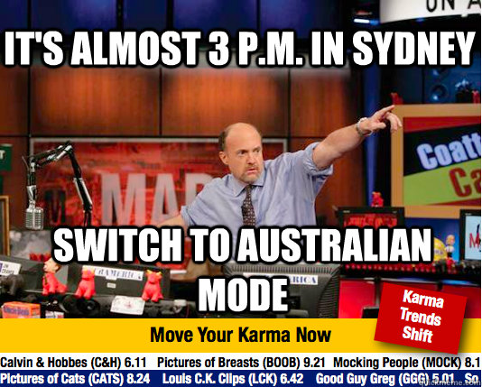 It's almost 3 p.m. in Sydney Switch to Australian mode - It's almost 3 p.m. in Sydney Switch to Australian mode  Mad Karma with Jim Cramer