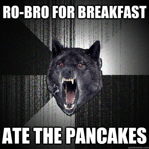 Ro-bro for breakfast ate the pancakes  Insanity Wolf