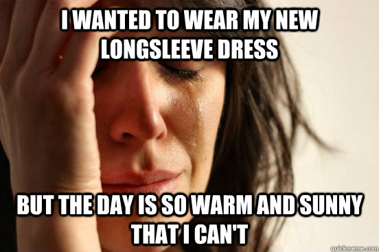 i wanted to wear my new longsleeve dress but the day is so warm and sunny that i can't - i wanted to wear my new longsleeve dress but the day is so warm and sunny that i can't  First World Problems