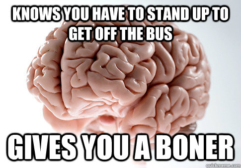 Knows you have to stand up to get off the bus Gives you a boner  Scumbag Brain