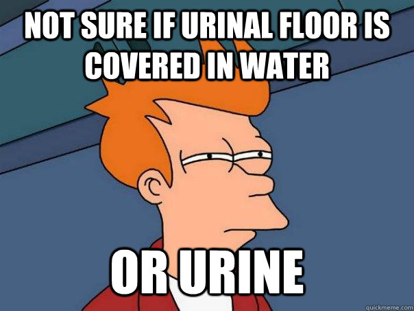 Not sure if Urinal floor is covered in water Or urine - Not sure if Urinal floor is covered in water Or urine  Futurama Fry