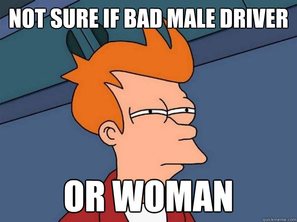 Not sure if bad male driver  Or woman  Futurama Fry